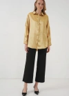 3985 Oversize Saten Gömlek  Altın Sarısı