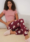 4323 Desenli Pijama Altı  Bordo