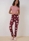 4323 Desenli Pijama Altı  Bordo