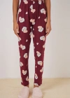 4323 Desenli Pijama Altı  Bordo