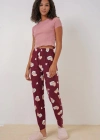 4323 Desenli Pijama Altı  Bordo