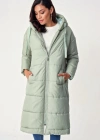 5120 Kapşonlu Uzun Şişme Mont  Mint