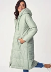 5120 Kapşonlu Uzun Şişme Mont  Mint
