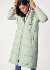 5120 Kapşonlu Uzun Şişme Mont  Mint