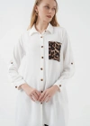 5851 Cep Detaylı Gömlek Tunik  Beyaz