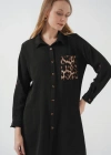 5851 Cep Detaylı Gömlek Tunik  Siyah