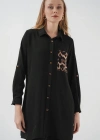5851 Cep Detaylı Gömlek Tunik  Siyah