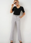 6538 Kemerli İspanyol Paça Pantolon  Gri