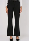 6538 Kemerli İspanyol Paça Pantolon  Siyah