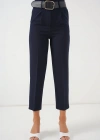 6556 Kemerli Kumaş Pantolon  Lacivert