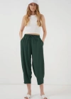 6591 Dokuma Şalvar Pantolon  Zümrüt Yeşili