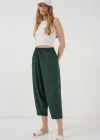 6591 Dokuma Şalvar Pantolon  Zümrüt Yeşili