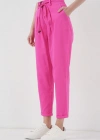 6660 Kemerli Keten Pantolon  Fuşya