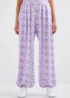 6665 Desenli Şalvar Pantolon  Lila