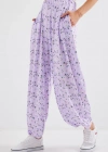 6665 Desenli Şalvar Pantolon  Lila