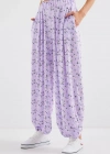 6665 Desenli Şalvar Pantolon  Lila
