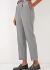 6686 Pileli Kemerli Kumaş Pantolon  Gri