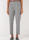 6686 Pileli Kemerli Kumaş Pantolon  Gri