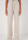 6690 Bol Paça Yüksek Bel Pantolon  Krem