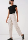 6703 Yüksek Bel Kot Pantolon  Ekru