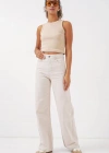 6704 Geniş Paça Yüksek Bel Kot Pantolon  Ekru