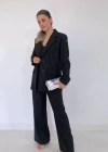 Siyah Çizgili Ceket  Yelek Ve Pantolon Takım