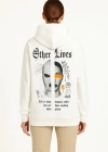 Kapşonlu weatshirt – Oversize Üç İplik Şardonlu Hoodie, “Other ives” Ön  Arka Baskılı, Kanguru Cepli, Kışlık Rahat Günlük til  Beyaz