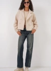 9117 Kruvaze Yaka Crop Ceket  Bej