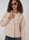 9117 Kruvaze Yaka Crop Ceket  Bej