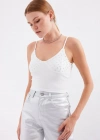 918 İp Askılı Crop Top  Beyaz