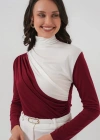 940 Büzgü Detaylı Sandy Bluz  Bordo