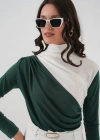 940 Büzgü Detaylı Sandy Bluz  Zümrüt Yeşili