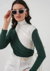 940 Büzgü Detaylı Sandy Bluz  Zümrüt Yeşili