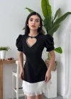 afe Kalp Detaylı Elbise