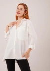 alaş Kesim Cepli Beyaz Gömlek
