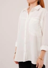 alaş Kesim Cepli Beyaz Gömlek