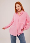 alaş Kesim Cepli Pembe Gömlek
