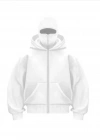 amuray Ninja Çift Kapşonlu ZIP Fermuarlı Kanguru Çepli Tam Fermuarlı Hoodie wetshirt  Beyaz