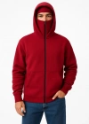 amuray Ninja Çift Kapşonlu ZIP Fermuarlı Kanguru Çepli Tam Fermuarlı Hoodie wetshirt  Kırmızı