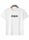 Anneler Günü Hediye om Çiçek Baskılı Oversize Bisiklet Yaka Tshirt  Beyaz