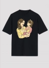 Anneler Gününe Özel Tasarım Anne Kız Baskılı Tshirt  iyah