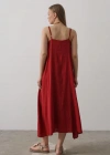 Askılı Uzun Çan Elbise  Bordo