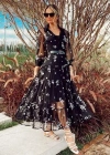 Astar Sandy, Dışı Tül çiçek Desenli Elbise