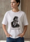 Atatürk Baskılı Tişört Kısa Kollu Bisiklet Yaka Thirt  Beyaz