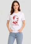 Atatürk Baskılı Tişört Kısa Kollu Bisiklet Yaka Thirt  Beyaz