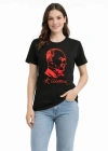 Atatürk Baskılı Tişört Kısa Kollu Bisiklet Yaka  Thirt  iyah