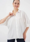 Bağlama Detaylı Ayrobin Gömlek 20290  Beyaz