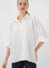 Bağlama Detaylı Ayrobin Gömlek 20290  Beyaz