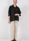 Bağlama Detaylı Ayrobin Gömlek 20290  Siyah