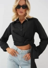 Bağlamalı Uzun Kol Gömlek 20325  Siyah